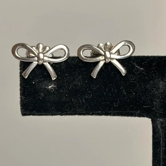 Tiffany & Co. Silver Bow Earrings - Picture 1 of 8